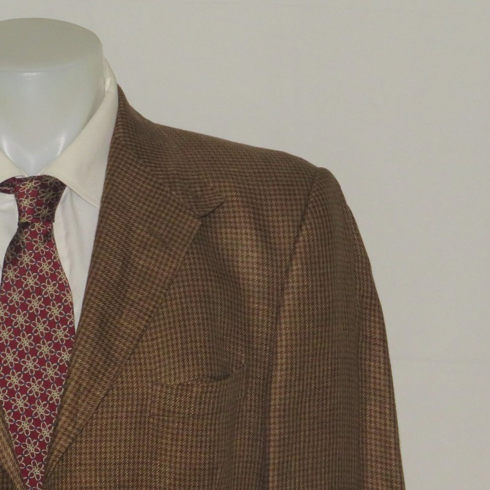 Holland & Holland 100% Linen Gun Check Three Button Sport Coat 42L